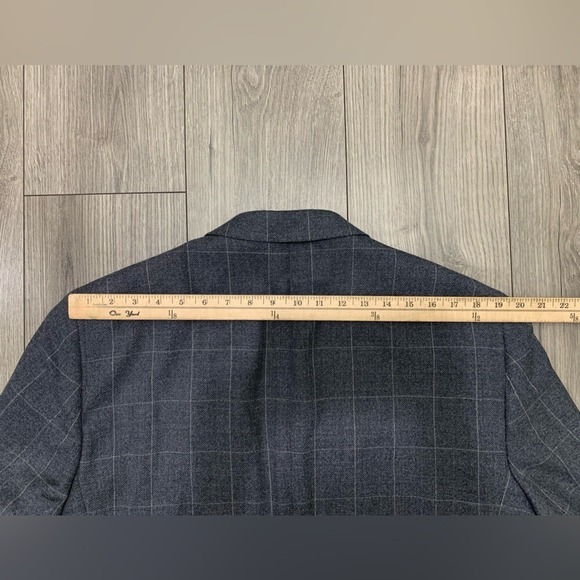 Peter Millar Windowpane Check Blazer Sport Coat Jacket Gray Sz 48R - Picture 12 of 13